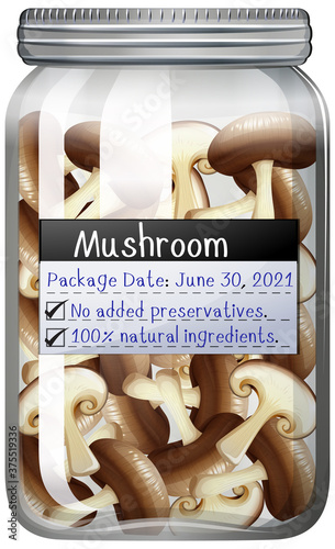 Mushroom preserve in glass jar