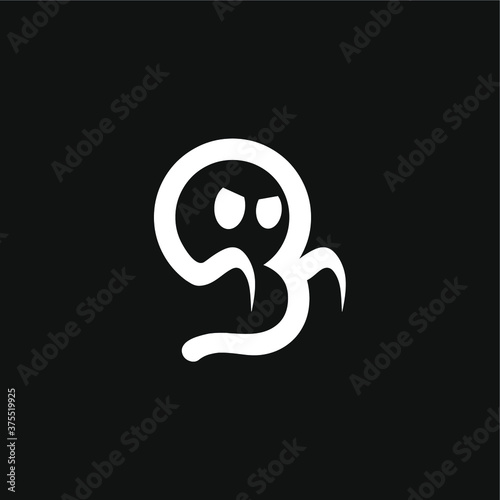 illustration vector graphic of unique ghost logo design