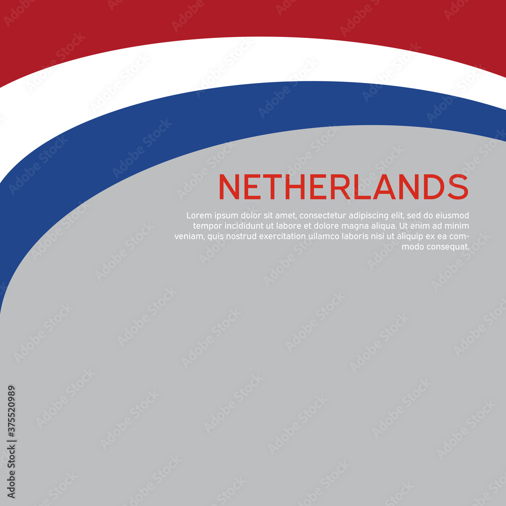 Abstract waving flag of netherlands. Creative background for patriotic holiday card design. National Poster. Cover, banner in state colors of the Netherlands. Vector tricolor design