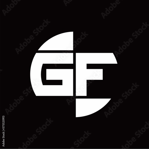 GF Logo monogram with slice circle shape rotate design template