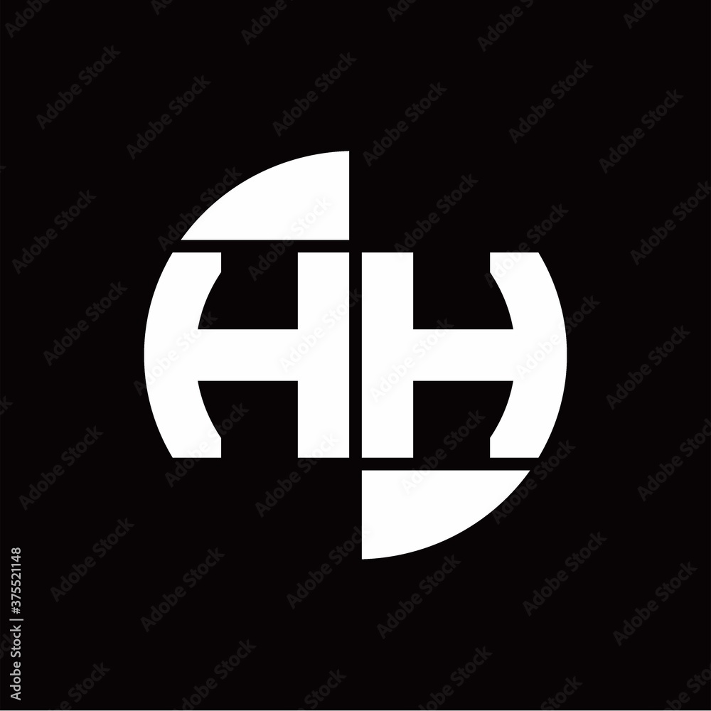 HH Logo monogram with slice circle shape rotate design template HH Logo monogram with slice circle shape rotate design template
