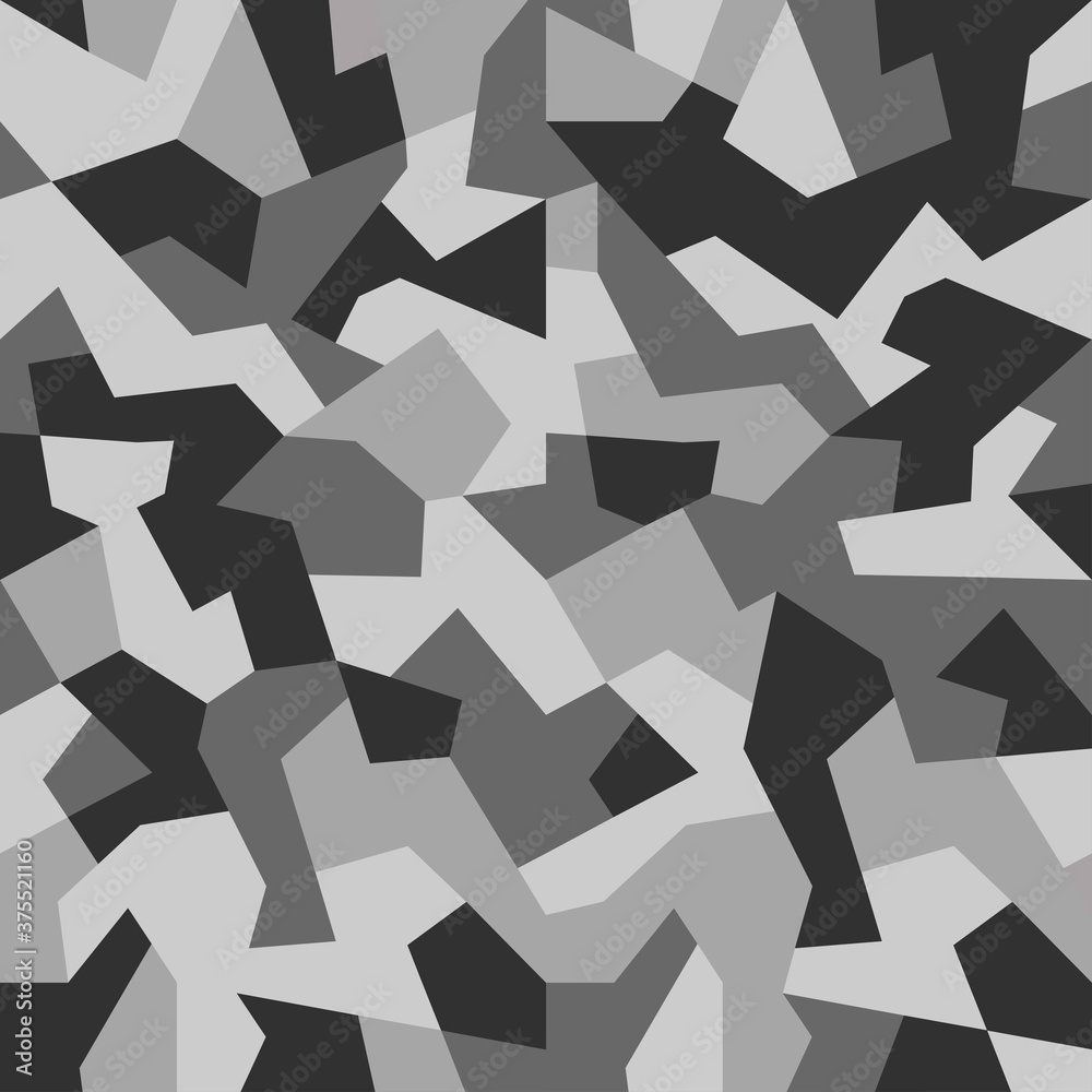 Camouflage seamless urban pattern. Military geometric camo texture. Army  wallpaper. Print on fabric on textiles. Vector black and gray monochrome  background Stock Vector | Adobe Stock