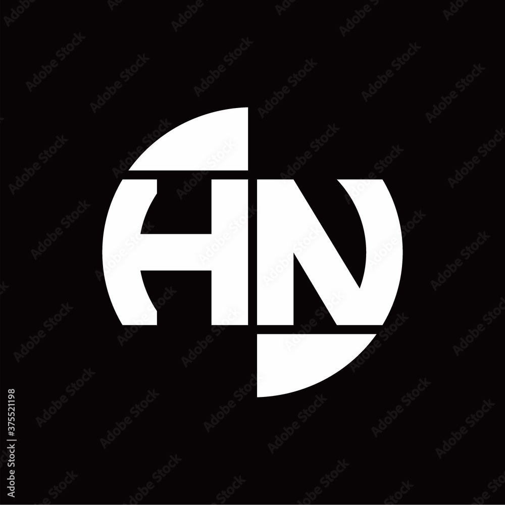 HN Logo monogram with slice circle shape rotate design template HN Logo monogram with slice circle shape rotate design template