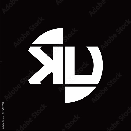 KU Logo monogram with slice circle shape rotate design template