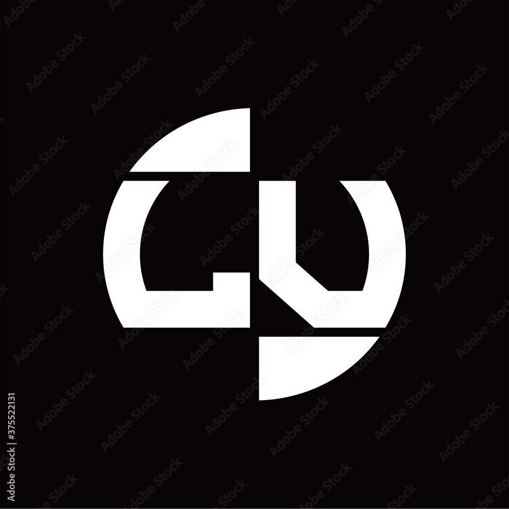 LV Logo monogram with slice circle shape rotate design template LV Logo monogram with slice circle shape rotate design template