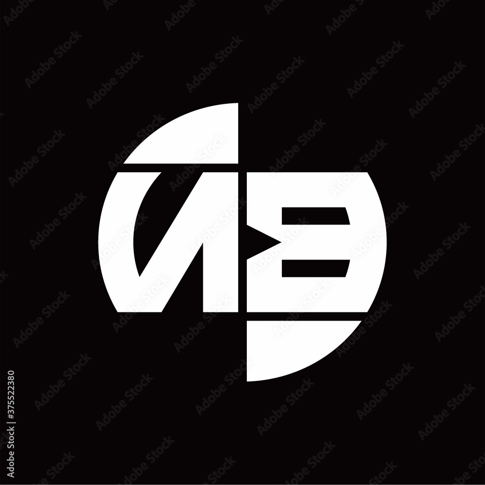 NB Logo monogram with slice circle shape rotate design template NB Logo monogram with slice circle shape rotate design template