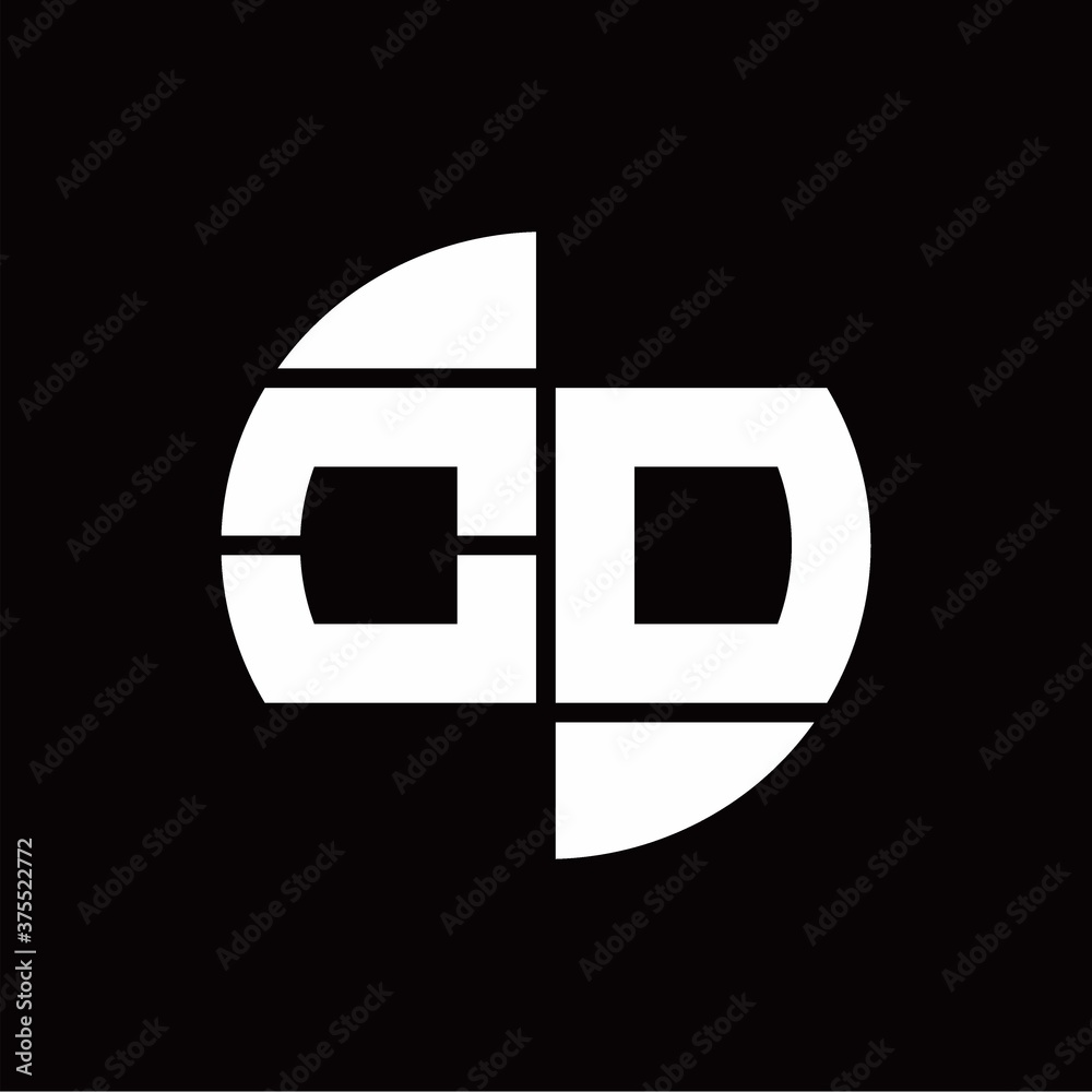 OD Logo monogram with slice circle shape rotate design template OD Logo monogram with slice circle shape rotate design template
