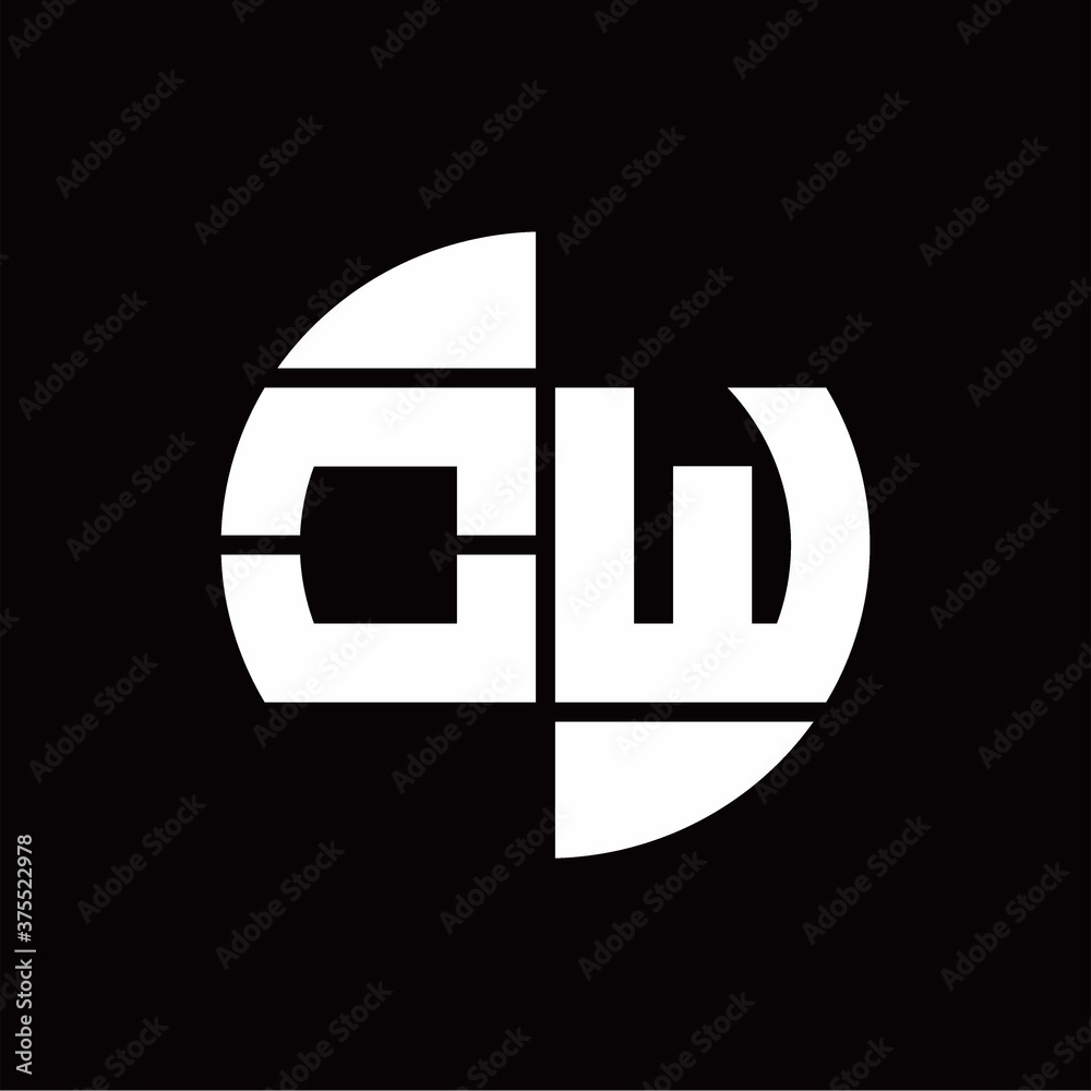 OW Logo monogram with slice circle shape rotate design template OW Logo monogram with slice circle shape rotate design template