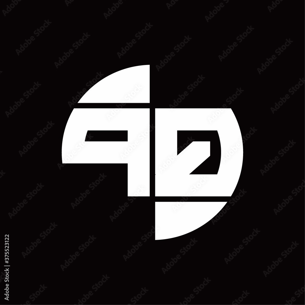 PQ Logo monogram with slice circle shape rotate design template