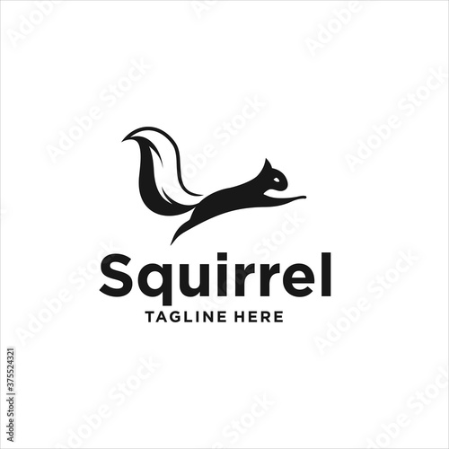 squirrel logo design silhouette icon vector