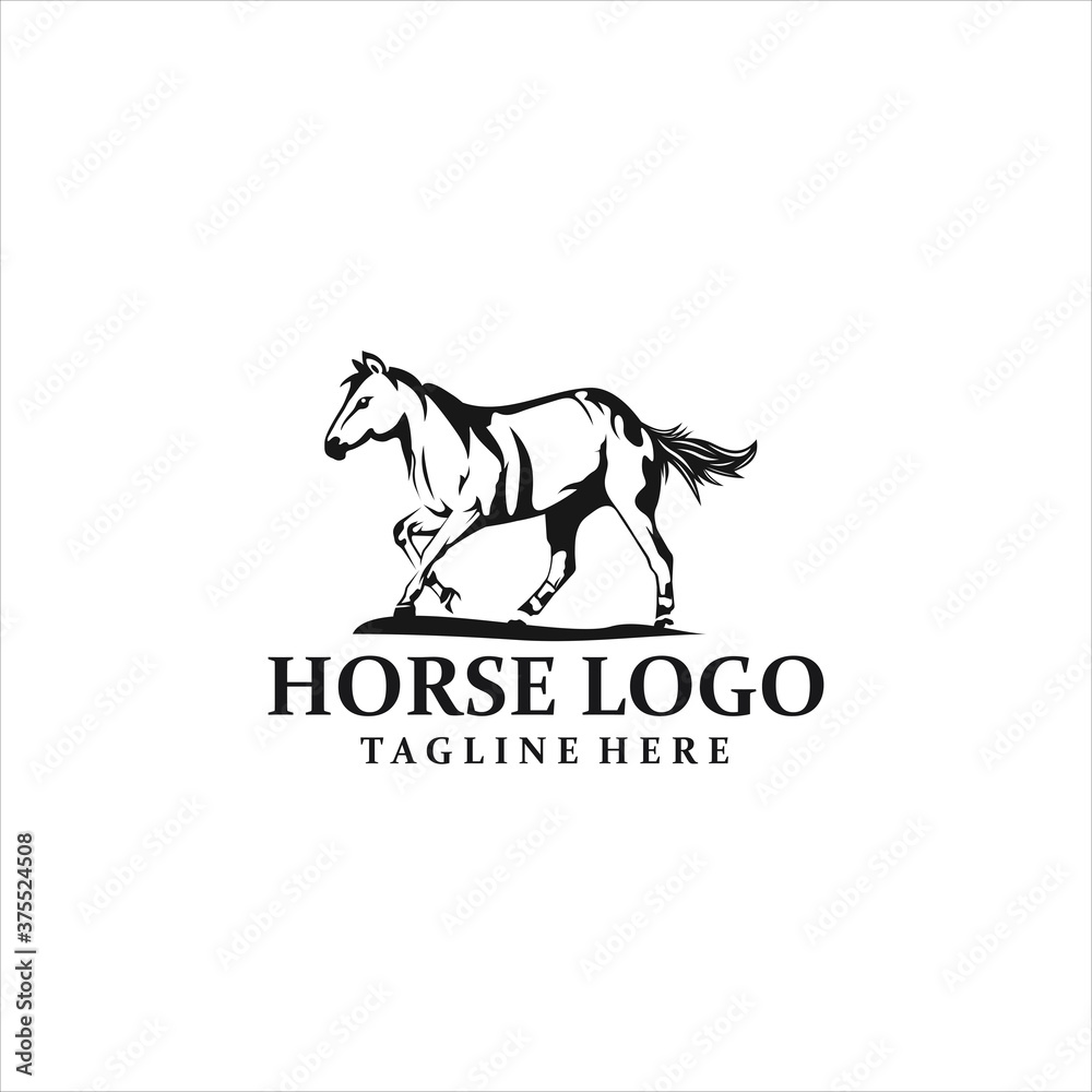 Fototapeta running horse logo silhouette icon