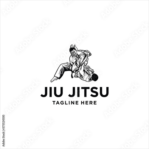 Martial art karate jiu jitsu logo sport symbol illustration Vector