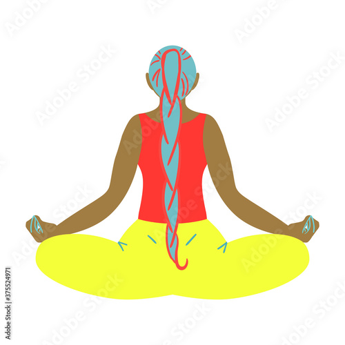 The girl is meditating. Rest and relaxation. Beauty, care, hygiene concept clipart. Vector. Flat style.
