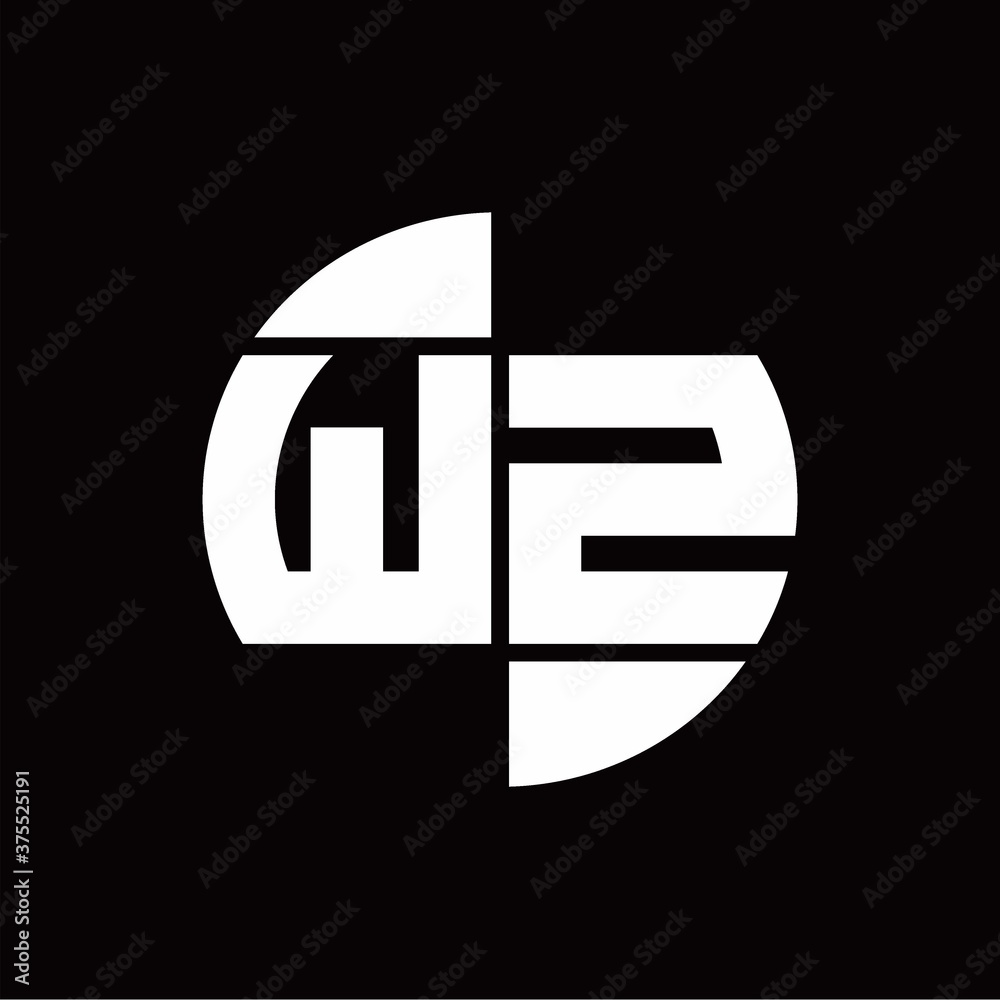 WZ Logo monogram with slice circle shape rotate design template WZ Logo monogram with slice circle shape rotate design template