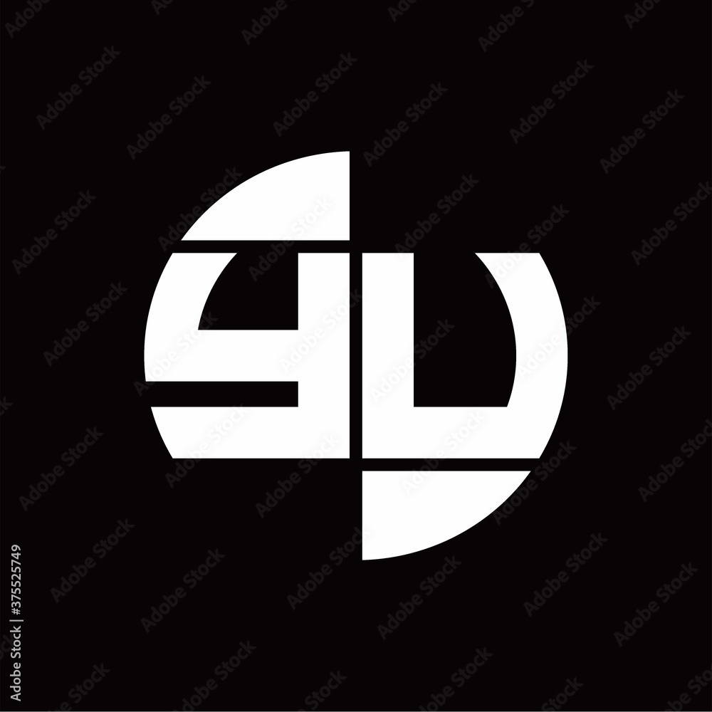 YU Logo monogram with slice circle shape rotate design template YU Logo monogram with slice circle shape rotate design template