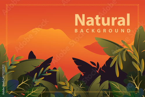 orange mountain background natural forest
