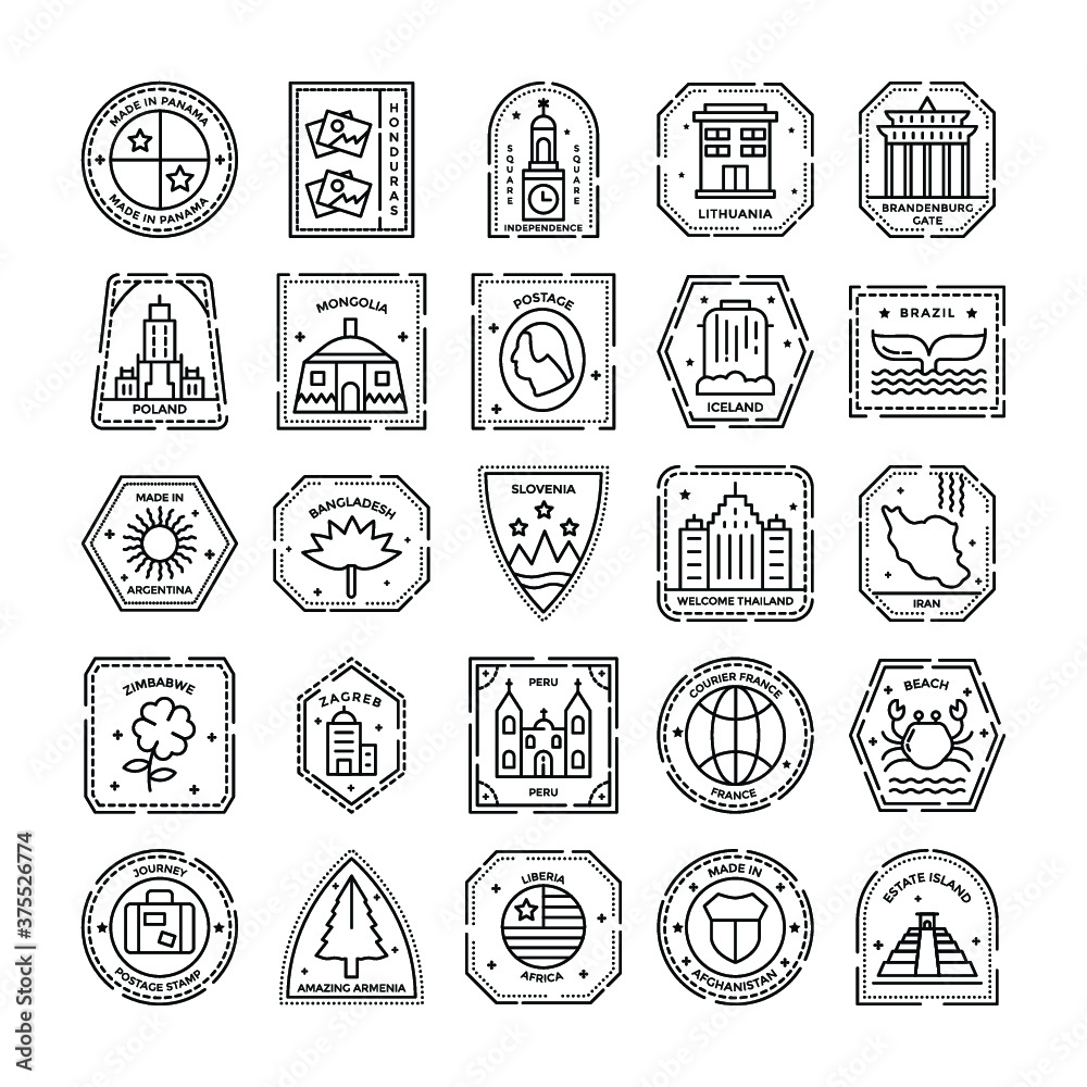 Stamps Vector Icons Set