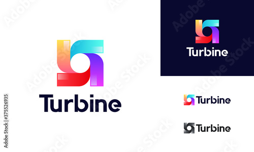 Modern Spinning Turbine logo designs concept, Wind Power energy Technology logo