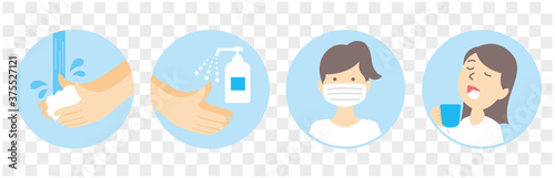 washing hands mask gargling illustration vector