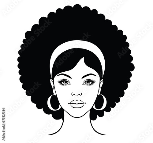 Beautiful woman with afro hairstyle. Illustration for beauty salons, business cards and avatars.