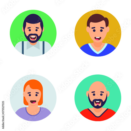 Diverse Human Avatars Flat Icons Set 