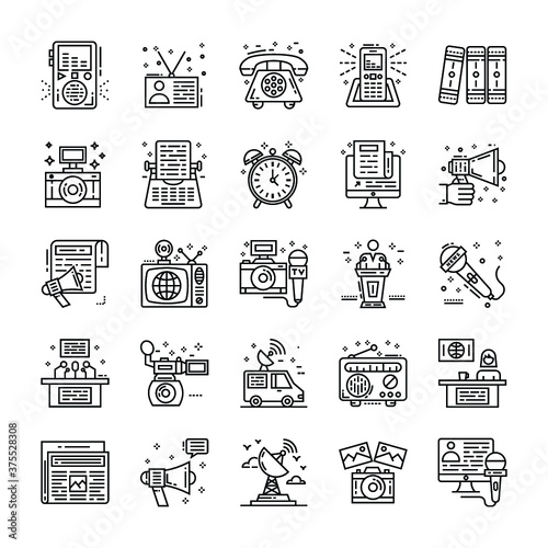 Journalism and Mass Media Line Icons Pack 