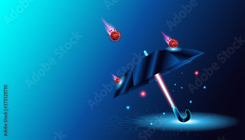 Umbrella protection coronavirus or covid concept. Vector illustration design.