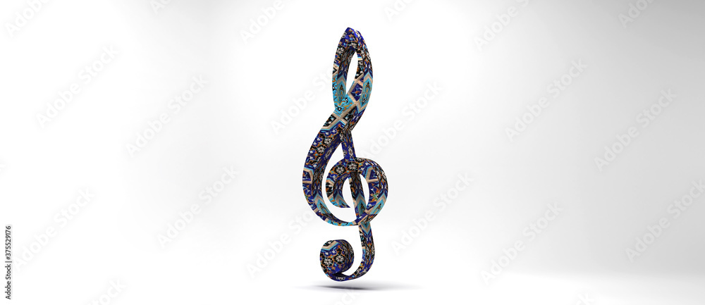 3D G Clef sign turn around. Isolated music note on white background ...