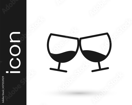 Grey Glass of cognac or brandy icon isolated on white background. Vector Illustration.