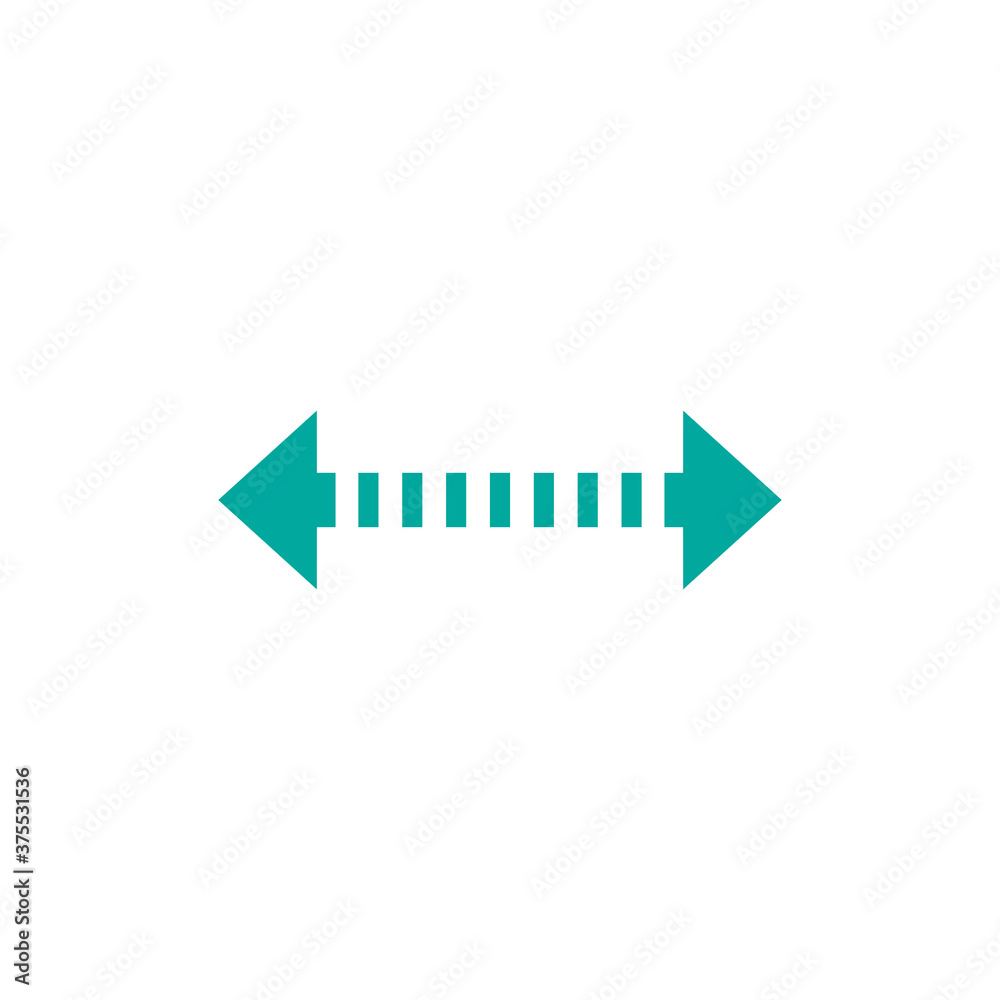 Vector distance icon. Two opposite horizontal arrows isolated on white. Flat stretch icon. Vector distance icon. Two opposite horizontal arrows isolated on white. Flat stretch icon.