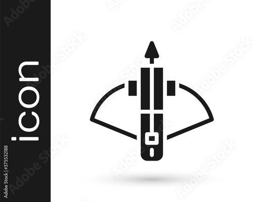 Fényképezés Black Battle crossbow with arrow icon isolated on white background
