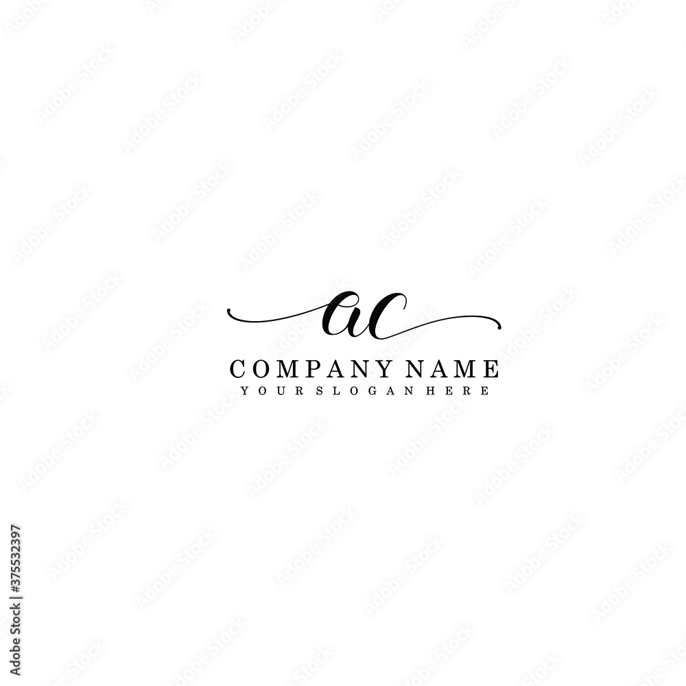AC Initial handwriting logo template vector