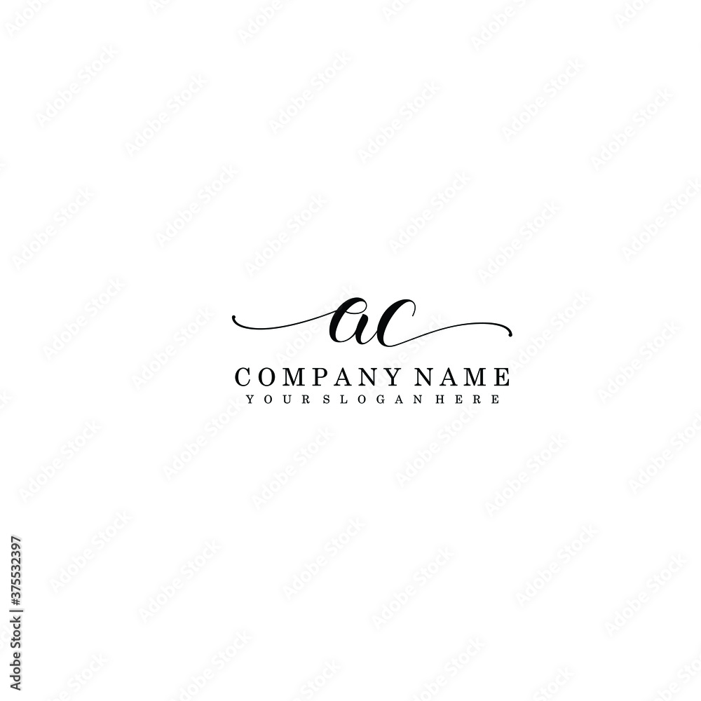AC Initial handwriting logo template vector AC Initial handwriting logo template vector