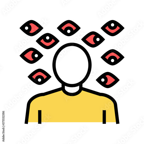 paranoia psychological problems color icon vector. paranoia psychological problems sign. isolated symbol illustration