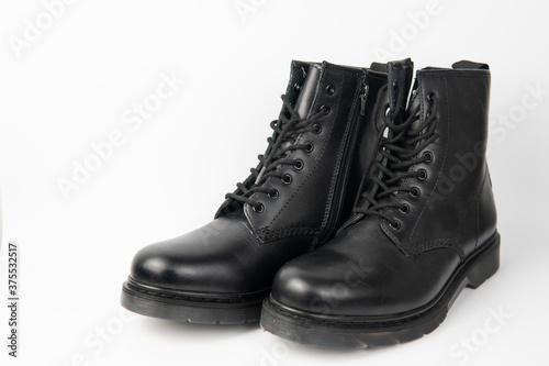 black leather boots