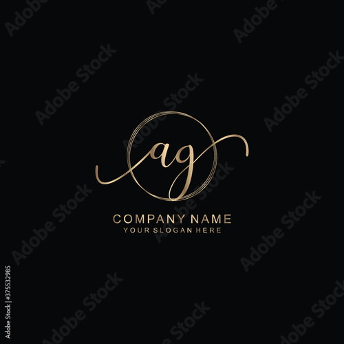 AG Initial handwriting logo template vector 