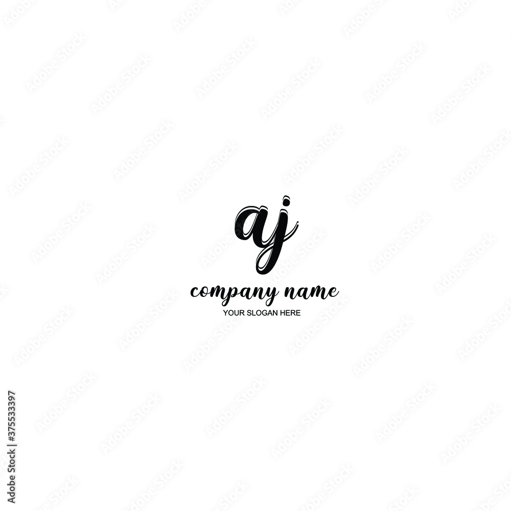 AJ Initial handwriting logo template vector
