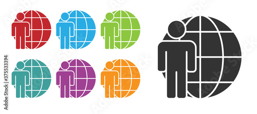 Black Head hunting icon isolated on white background. Business target or Employment sign. Human resource and recruitment for business. Set icons colorful. Vector.