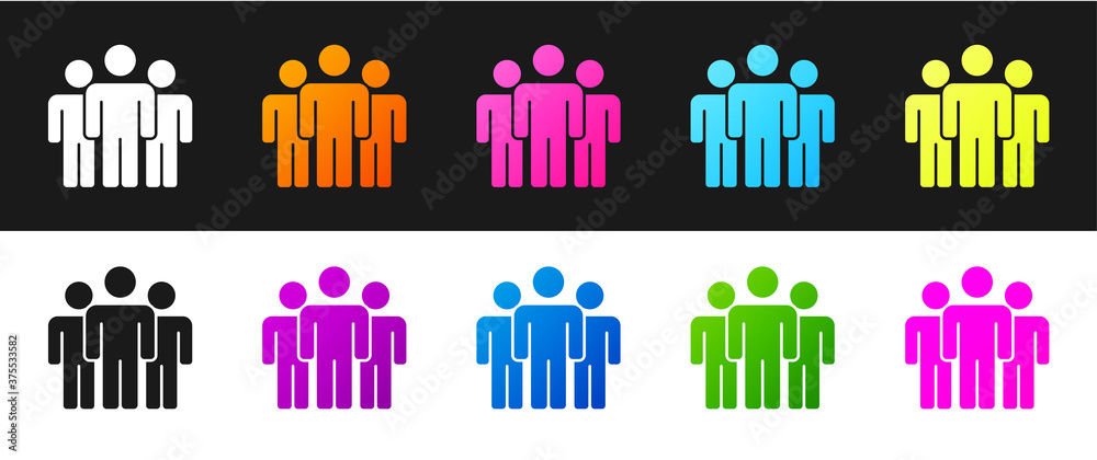 Set Users group icon isolated on black and white background. Group of people icon. Business avatar symbol - users profile icon. Vector. Set Users group icon isolated on black and white background. Group of people icon. Business avatar symbol - users profile icon. Vector.