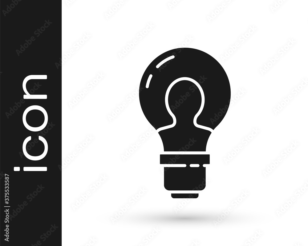 Grey Human head with lamp bulb icon isolated on white background. Vector. Grey Human head with lamp bulb icon isolated on white background. Vector.