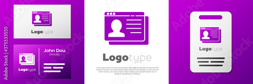 Logotype Resume icon isolated on white background. CV application. Searching professional staff. Analyzing personnel resume. Logo design template element. Vector.
