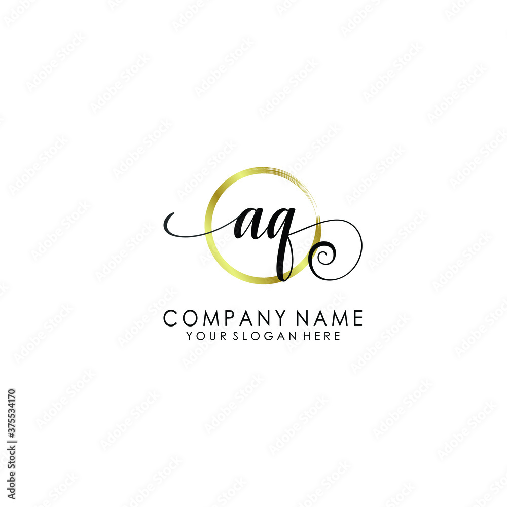 AQ Initial handwriting logo template vector AQ Initial handwriting logo template vector