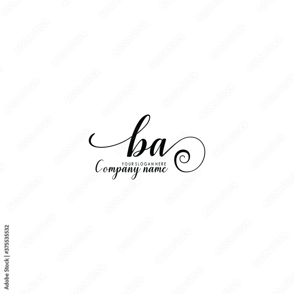BA Initial handwriting logo template vector
