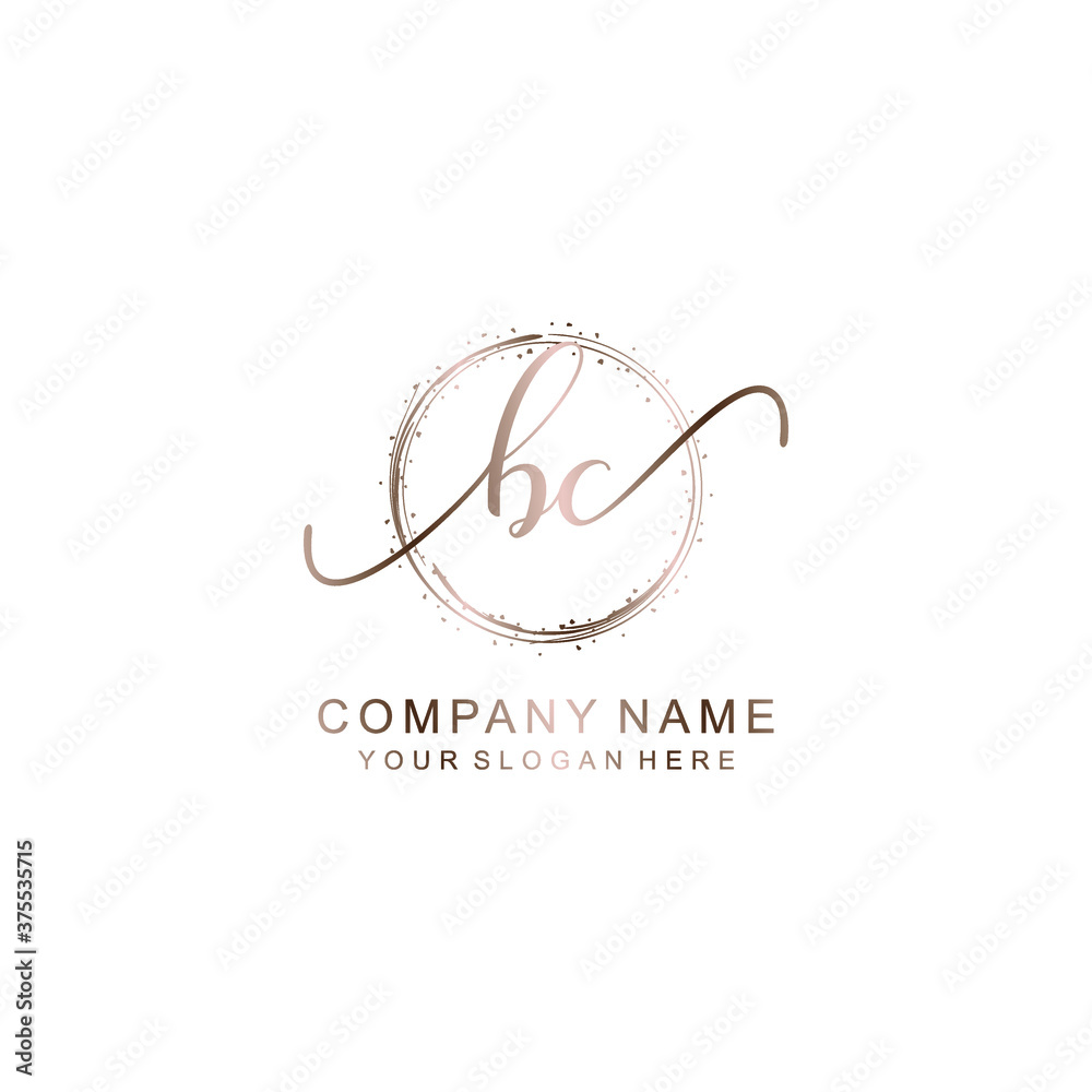 BC Initial handwriting logo template vector BC Initial handwriting logo template vector