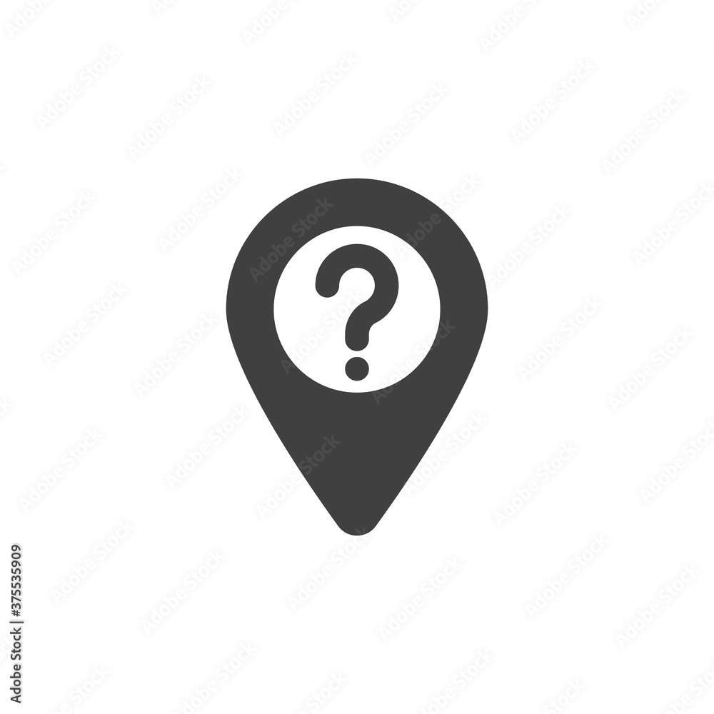 Question status navigation pin vector icon. filled flat sign for mobile concept and web design. Map pointer with question mark glyph icon. Symbol, logo illustration. Vector graphics Question status navigation pin vector icon. filled flat sign for mobile concept and web design. Map pointer with question mark glyph icon. Symbol, logo illustration. Vector graphics