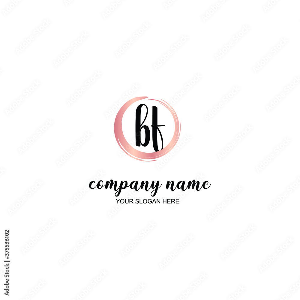 BF Initial handwriting logo template vector