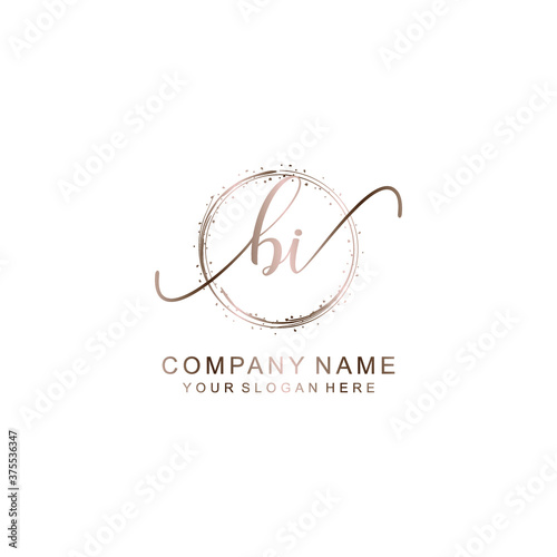 BI Initial handwriting logo template vector