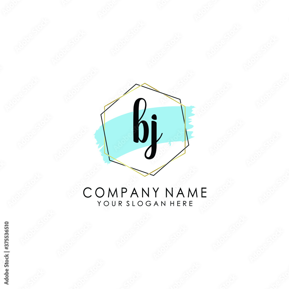 BJ Initial handwriting logo template vector