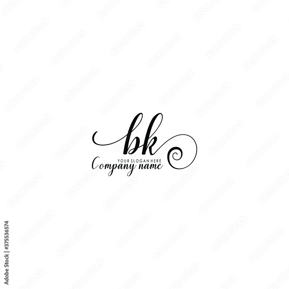 BK Initial handwriting logo template vector
