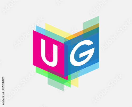 Letter UG logo with colorful geometric shape, letter combination logo design for creative industry, web, business and company.